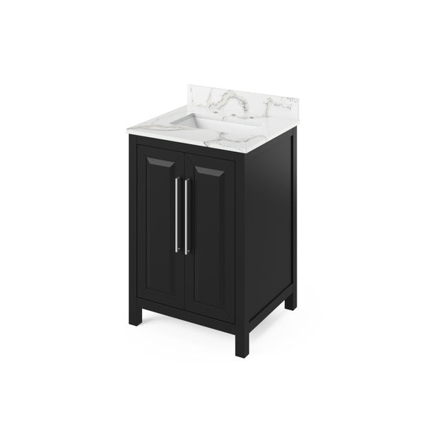 Jeffrey Alexander Cade Modern 24" Black Single Sink Vanity w/ Calacatta Vienna Quartz Top | VKITCAD24BKCQR