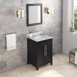 Jeffrey Alexander Cade Modern 24" Black Single Sink Vanity w/ Calacatta Vienna Quartz Top | VKITCAD24BKCQR