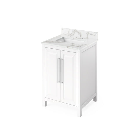 Jeffrey Alexander Cade Modern 24" White Single Sink Vanity w/ Calacatta Vienna Quartz Top | VKITCAD24WHCQR