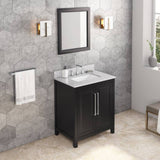 Jeffrey Alexander Cade Contemporary 30" Black Single Sink Vanity w/ Carrara Marble Top | VKITCAD30BKWCR
