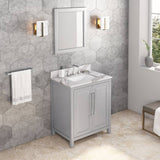 Jeffrey Alexander Cade Contemporary 30" Grey Single Sink Vanity w/ Quartz Top | VKITCAD30GRCQR