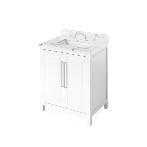 Jeffrey Alexander Cade Contemporary 30" White Single Sink Vanity w/ Quartz Top | VKITCAD30WHCQR