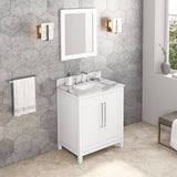 Jeffrey Alexander Cade Contemporary 30" White Single Sink Vanity w/ Quartz Top | VKITCAD30WHCQR