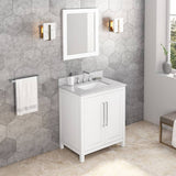 Jeffrey Alexander Cade Contemporary 30" White Single Sink Vanity w/ Carrara Marble Top | VKITCAD30WHWCR