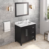 Jeffrey Alexander Cade Modern 36" Black Single Sink Vanity w/ Quartz Top- Left Offset | VKITCAD36BKCQR