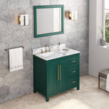 Jeffrey Alexander Cade Modern 36" Forest Green Single Sink Vanity w/ Quartz Top- Left Offset | VKITCAD36GNCQR