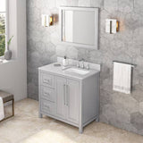 Jeffrey Alexander Cade Modern 36" Grey Single Sink Vanity w/ Carrara Marble Top- Left Offset | VKITCAD36GRWCR