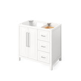 Jeffrey Alexander Cade Modern 36" White Single Sink Vanity w/ Quartz Top- Left Offset | VKITCAD36WHCQR