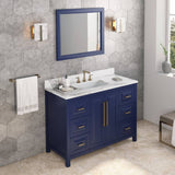 Jeffrey Alexander Cade Contemporary 48" Hale Blue Single Sink Vanity w/ Calacatta Vienna Quartz Top | VKITCAD48BLCQR