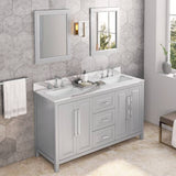 Jeffrey Alexander Cade Modern 60" Grey Double Sink Vanity w/ Quartz Top | VKITCAD60GRCQR