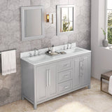Jeffrey Alexander Cade Modern 60" Grey Double Sink Vanity w/ Carrara Marble Top | VKITCAD60GRWCR