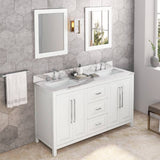 Jeffrey Alexander Cade Modern 60" White Double Sink Vanity w/ Quartz Top | VKITCAD60WHCQR