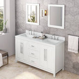 Jeffrey Alexander Cade Modern 60" White Double Sink Vanity VKITCAD60WHWCR