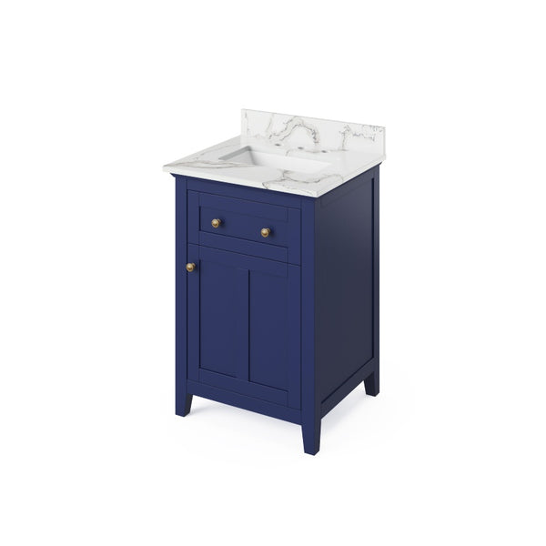 Jeffrey Alexander Chatham Traditional 24" Hale Blue Single Sink Vanity w/ Quartz Top | VKITCHA24BLCQR