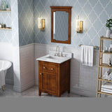 Jeffrey Alexander Chatham Traditional 24" Chocolate Single Sink Vanity w/ Carrara Marble Top | VKITCHA24CHWCR