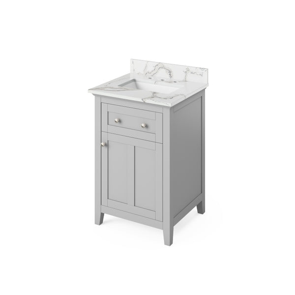 Jeffrey Alexander Chatham Traditional 24" Grey Single Sink Vanity w/ Quartz Top | VKITCHA24GRCQR