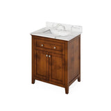 Jeffrey Alexander Chatham Traditional 30" Chocolate Single Sink Vanity w/ Quartz Top | VKITCHA30CHCQR