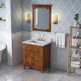 Jeffrey Alexander Chatham Traditional 30" Chocolate Single Sink Vanity w/ Carrara Marble Top | VKITCHA30CHWCR