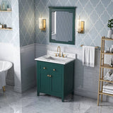 Jeffrey Alexander Chatham Contemporary 30" Forest Green Single Sink Vanity w/ Quartz Top | VKITCHA30GNCQR
