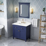 Jeffrey Alexander Chatham Contemporary 36" Hale Blue Single Sink Vanity w/ Calacatta Vienna Quartz Top | VKITCHA36BLCQR