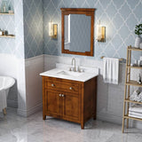 Jeffrey Alexander Chatham Traditional 36" Chocolate Single Sink Vanity w/ Carrara Marble Top | VKITCHA36CHWCR