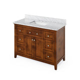 Jeffrey Alexander Chatham Traditional 48" Chocolate Single Sink Vanity w/ Carrara Marble Top | VKITCHA48CHWCR