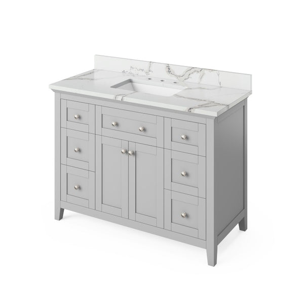 Jeffrey Alexander Chatham Traditional 48" Grey Single Sink Vanity w/ Quartz Top | VKITCHA48GRCQR