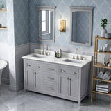 Jeffrey Alexander Chatham Traditional 60" Grey Double Sink Vanity w/ Calacatta Vienna Quartz Top | VKITCHA60GRCQR