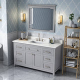 Jeffrey Alexander Chatham Traditional 60" Grey Single Sink Vanity w/ Calacatta Vienna Quartz Top | VKITCHA60SGRCQR