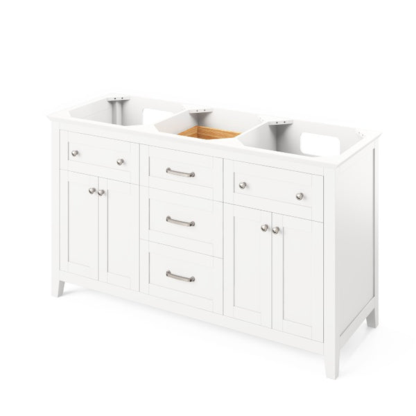 Jeffrey Alexander Chatham Traditional 60" White Double Sink Vanity VKITCHA60WHWCR