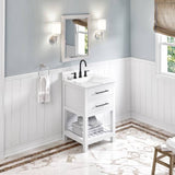 Jeffrey Alexander Wavecrest Contemporary 24" White Single Sink Vanity w/ Calacatta Vienna Quartz Top | VKITWAV24WHCQR