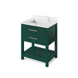 Jeffrey Alexander Wavecrest Contemporary 30" Forest Green Single Sink Vanity w/ Quartz Top | VKITWAV30GNCQR