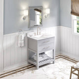 Jeffrey Alexander Wavecrest Contemporary 30" Grey Single Sink Vanity w/ Quartz Top | VKITWAV30GRCQR