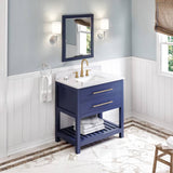 Jeffrey Alexander Wavecrest Contemporary 36" Hale Blue Single Sink Vanity w/ Carrara Marble Top | VKITWAV36BLWCR