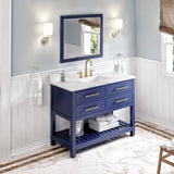 Jeffrey Alexander Wavecrest Contemporary 48" Hale Blue Single Sink Vanity w/ Calacatta Vienna Quartz Top | VKITWAV48BLCQR