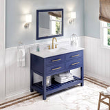 Jeffrey Alexander Wavecrest Contemporary 48" Hale Blue Single Sink Vanity w/ Carrara Marble Top | VKITWAV48BLWCR