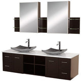Avara 72" Espresso Double Bathroom Vanity Set with Mirror WCS007SH72ESGRD28WH