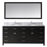 Virtu USA Caroline Parkway 72" Double Bathroom Vanity with Marble Top and Round Sink with Mirror