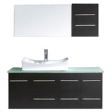 Virtu USA Ceanna 55" Single Bathroom Vanity with Aqua Tempered Glass Top and Square Sink