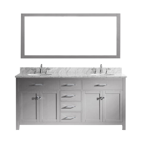 Virtu USA Caroline 72" Double Bathroom Vanity Grey with Marble Top