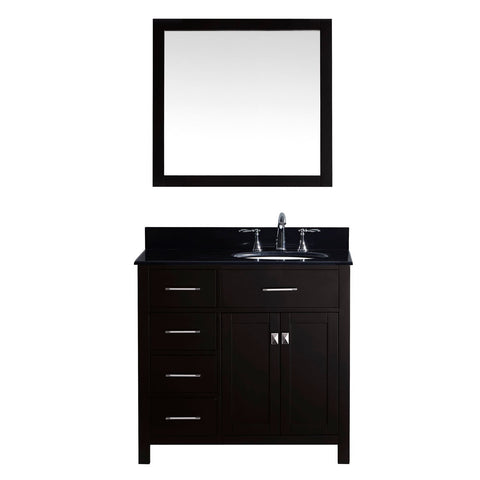 Virtu USA Caroline Parkway 36" Single Bathroom Vanity with Black Galaxy Granite Top - Left Offset