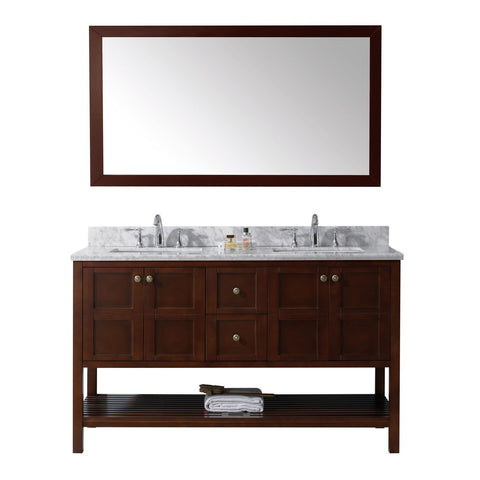 Virtu USA Winterfell 60" Double Bathroom Vanity with Marble Top & Square Sink