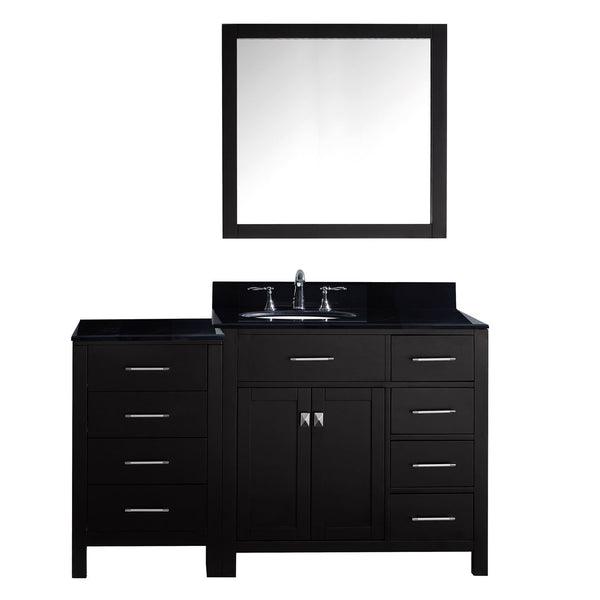 Virtu USA Caroline Parkway 57" Single Bathroom Vanity with Black Galaxy Granite Top - Right Offset