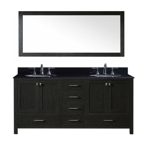 Virtu USA Caroline Premium 72" Double Bathroom Vanity in Zebra Grey