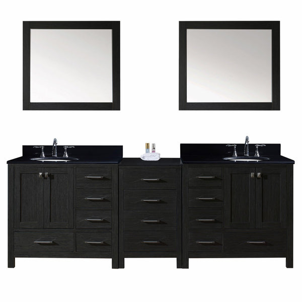 Virtu USA Caroline Premium 92" Double Bathroom Vanity in Zebra Grey