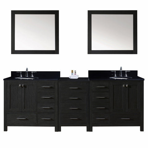 Virtu USA Caroline Premium 92" Double Bathroom Vanity in Zebra Grey