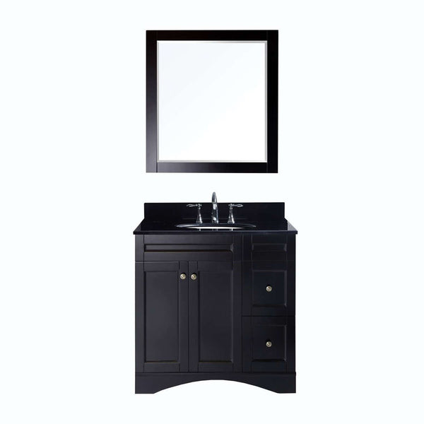 Virtu USA Elise 36" Single Bathroom Vanity w/ Granite Top & Mirror