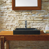Virtu USA Nester Natural Stone Bathroom Vessel Sink in Shanxi Black Granite