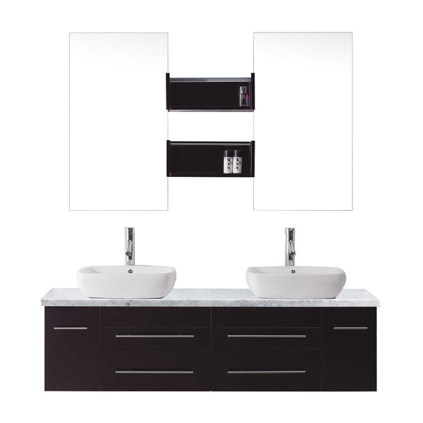Virtu USA Augustine 59" Double Bathroom Vanity with Marble Top and Square Sink