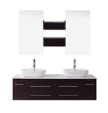 Virtu USA Augustine 59" Double Bathroom Vanity with White Engineered Stone Top and Square Sink